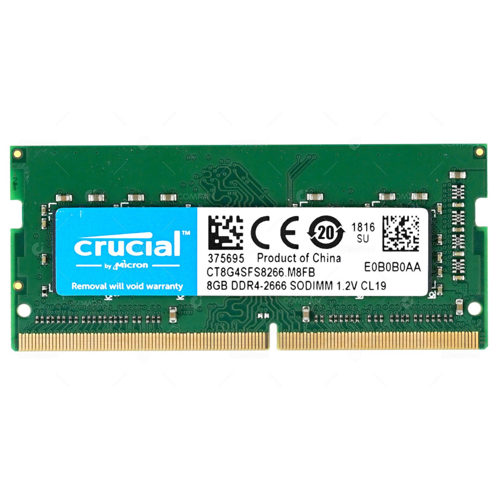 CT8G4SFS8266.M8FB CRUCIAL MEMORY 8GB 1RX8 PC4 2666V DDR4 21300V 266 PIN CL19 SODIMM UNBUFFERED NON ECC FOR LAPTOP 375695